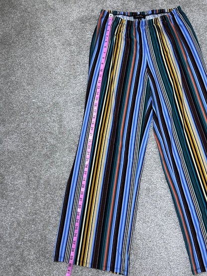 Melissa Paige Pants Women's L Striped Wide Leg High Rise Elastic Waist Colorful