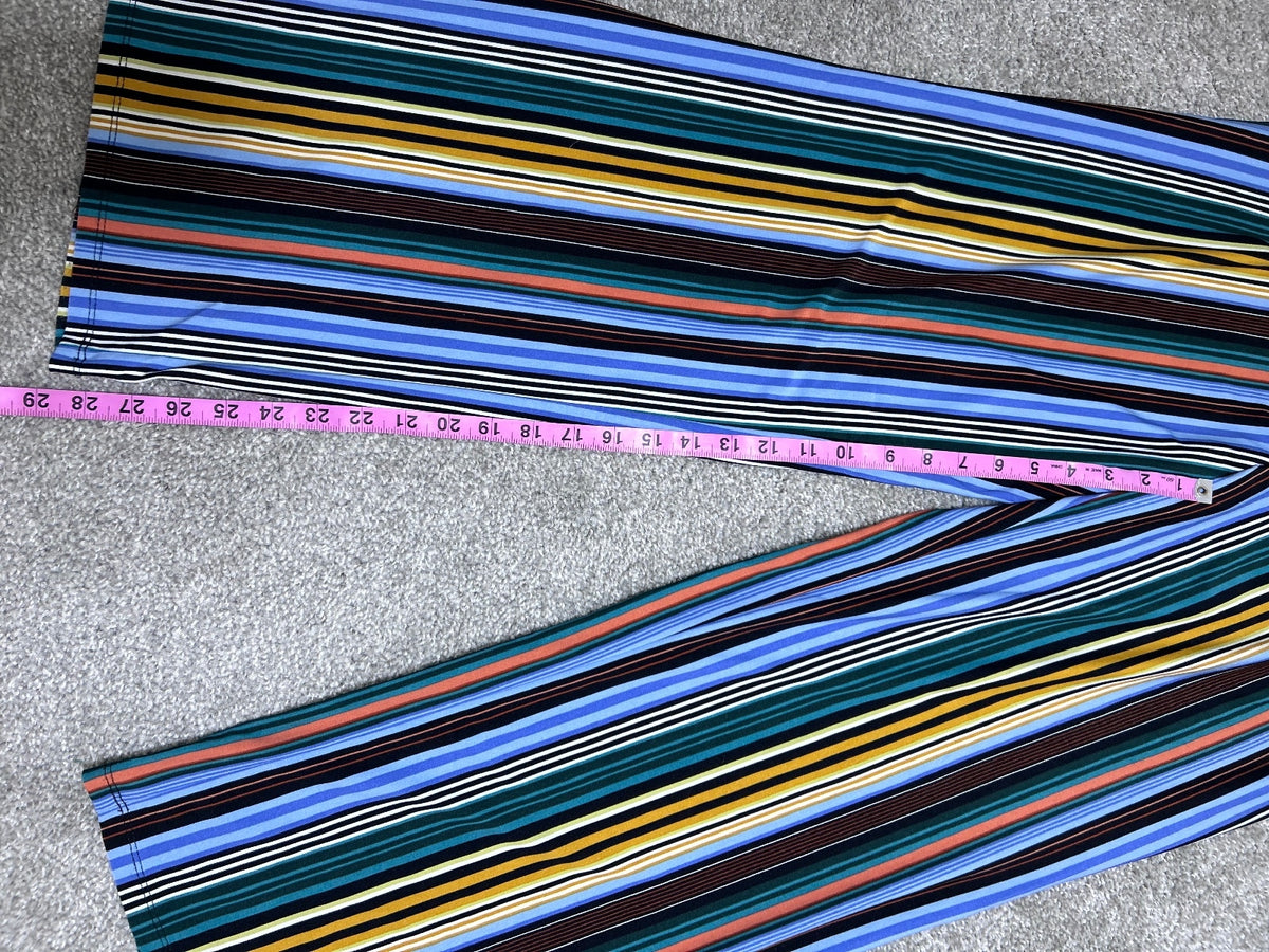 Melissa Paige Pants Women's L Striped Wide Leg High Rise Elastic Waist Colorful