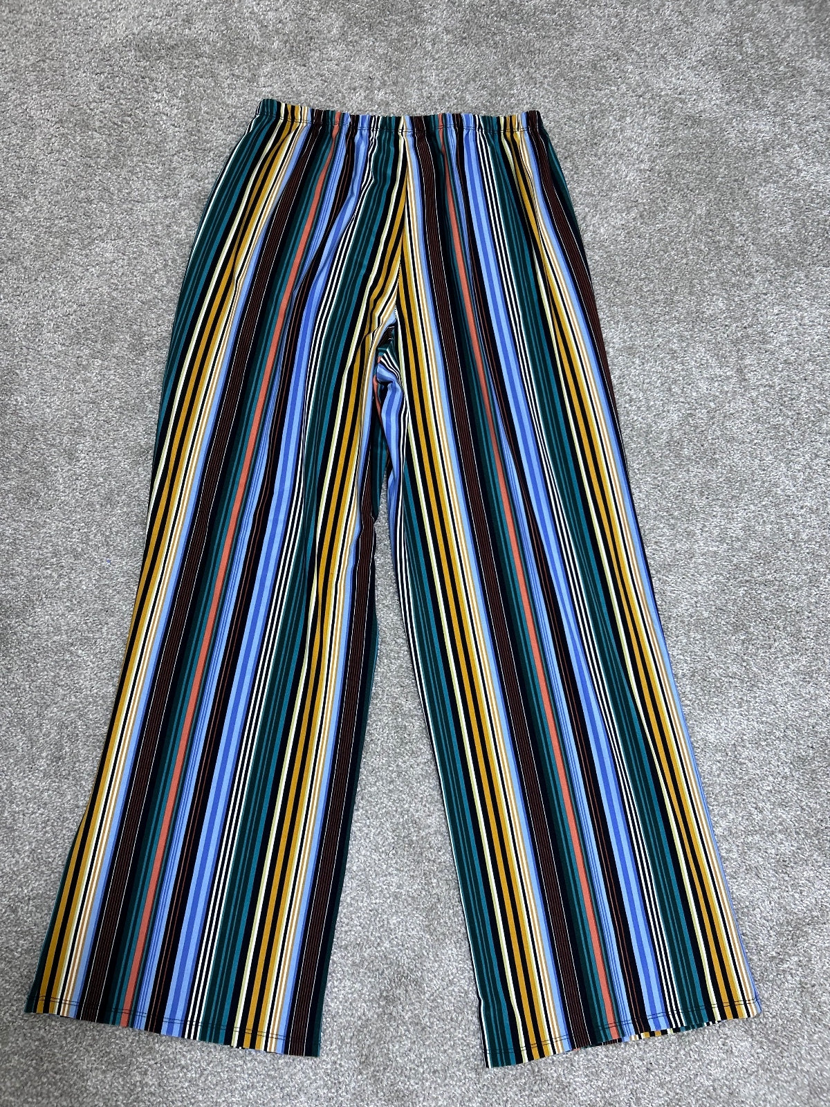 Melissa Paige Pants Women's L Striped Wide Leg High Rise Elastic Waist Colorful