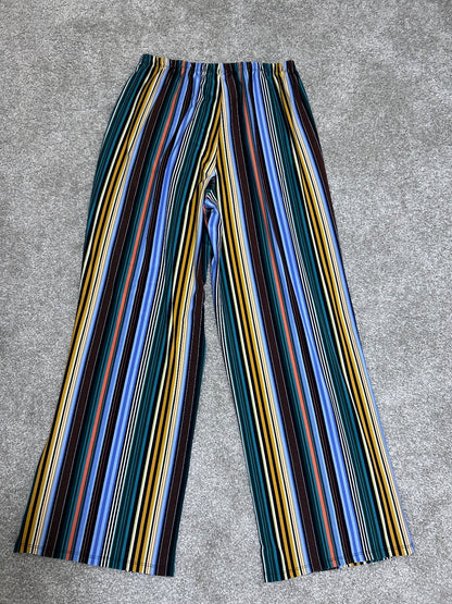 Melissa Paige Pants Women's L Striped Wide Leg High Rise Elastic Waist Colorful