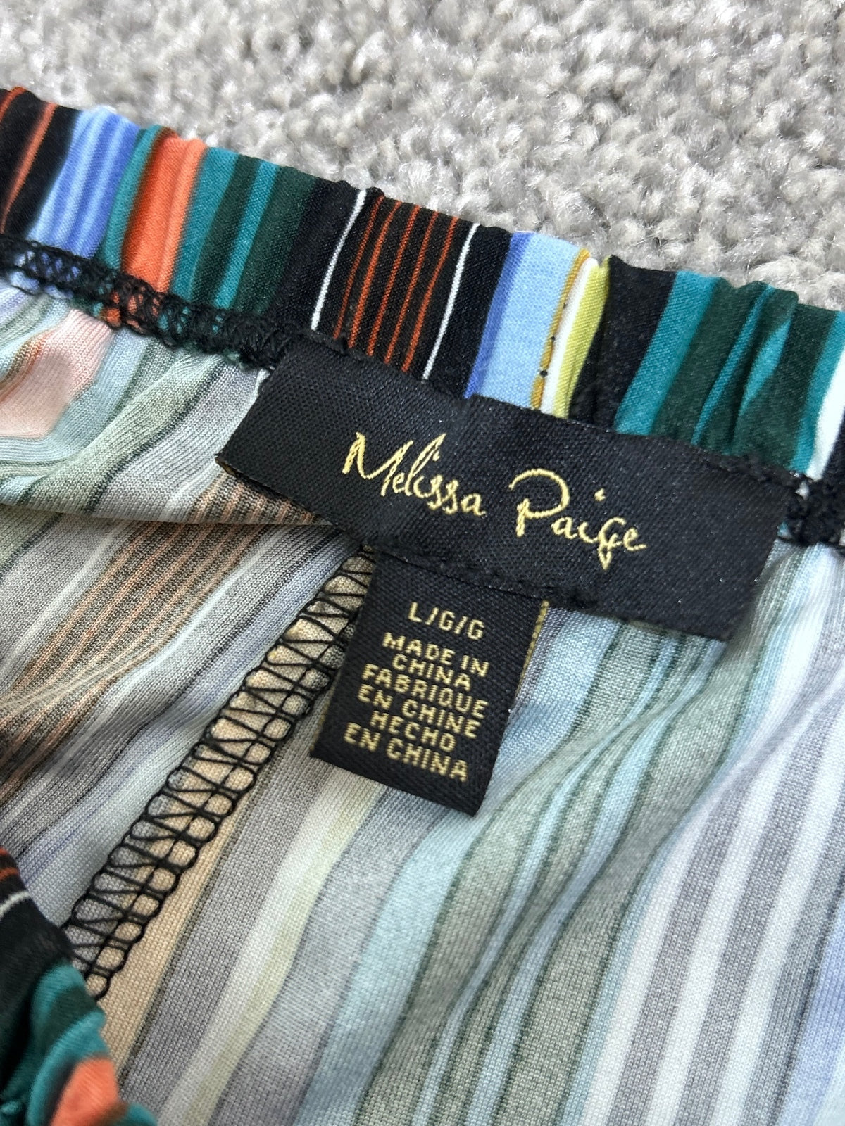 Melissa Paige Pants Women's L Striped Wide Leg High Rise Elastic Waist Colorful