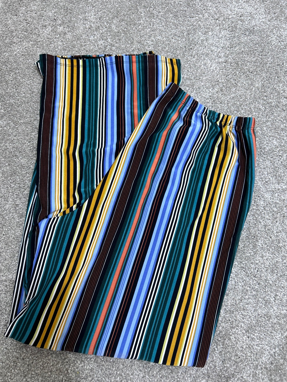 Melissa Paige Pants Women's L Striped Wide Leg High Rise Elastic Waist Colorful