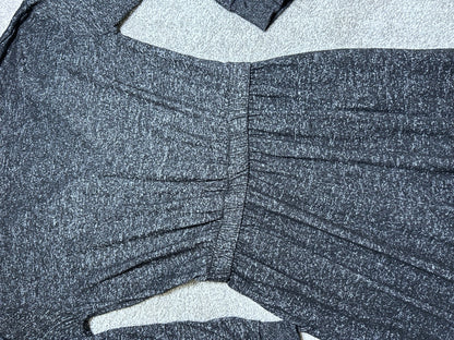 Cozy Black Long Sleeve Jumpsuit | Elastic Waist Cuffed Ankle Loungewear Size S