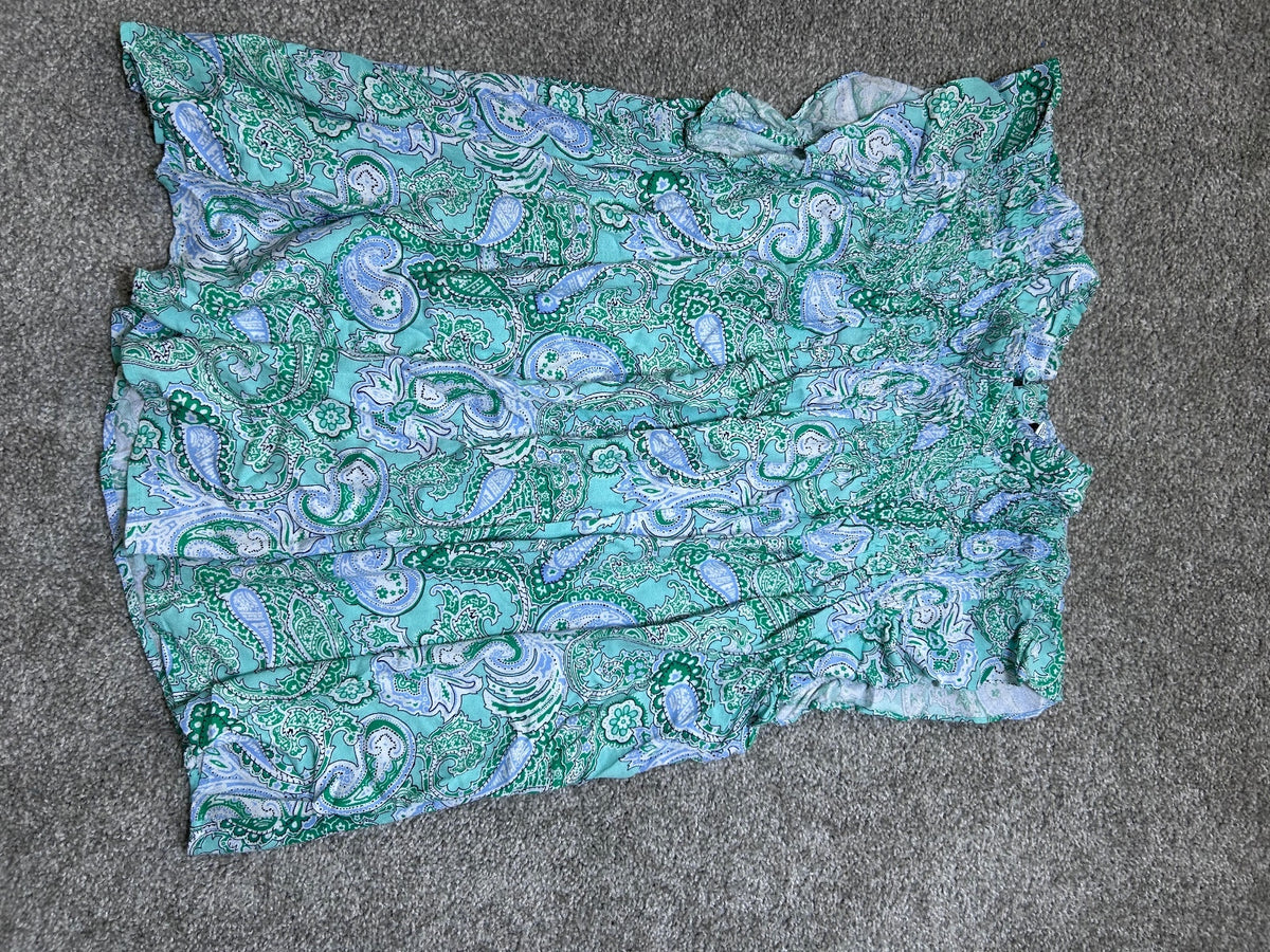 Crown Ivy Womens XXL Turquoise Blue Green Paisley Sleeveless Keyhole Blouse Top
