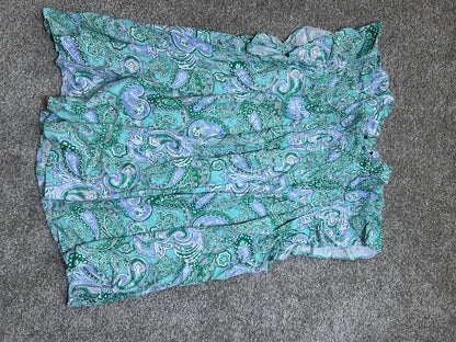 Crown Ivy Womens XXL Turquoise Blue Green Paisley Sleeveless Keyhole Blouse Top