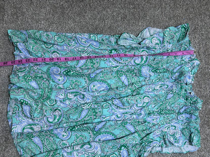 Crown Ivy Womens XXL Turquoise Blue Green Paisley Sleeveless Keyhole Blouse Top