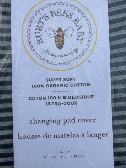 new! Organic Burt’s Bees Baby Changing Pad Cover – Gray & Navy Blue |