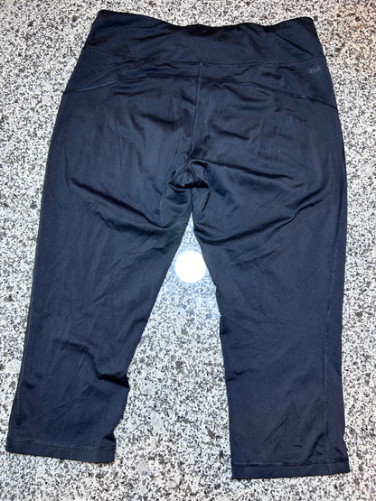 Lot of 2 Women's Black Capri Leggings Set Stretchy Cropped Workout Lounge Pants