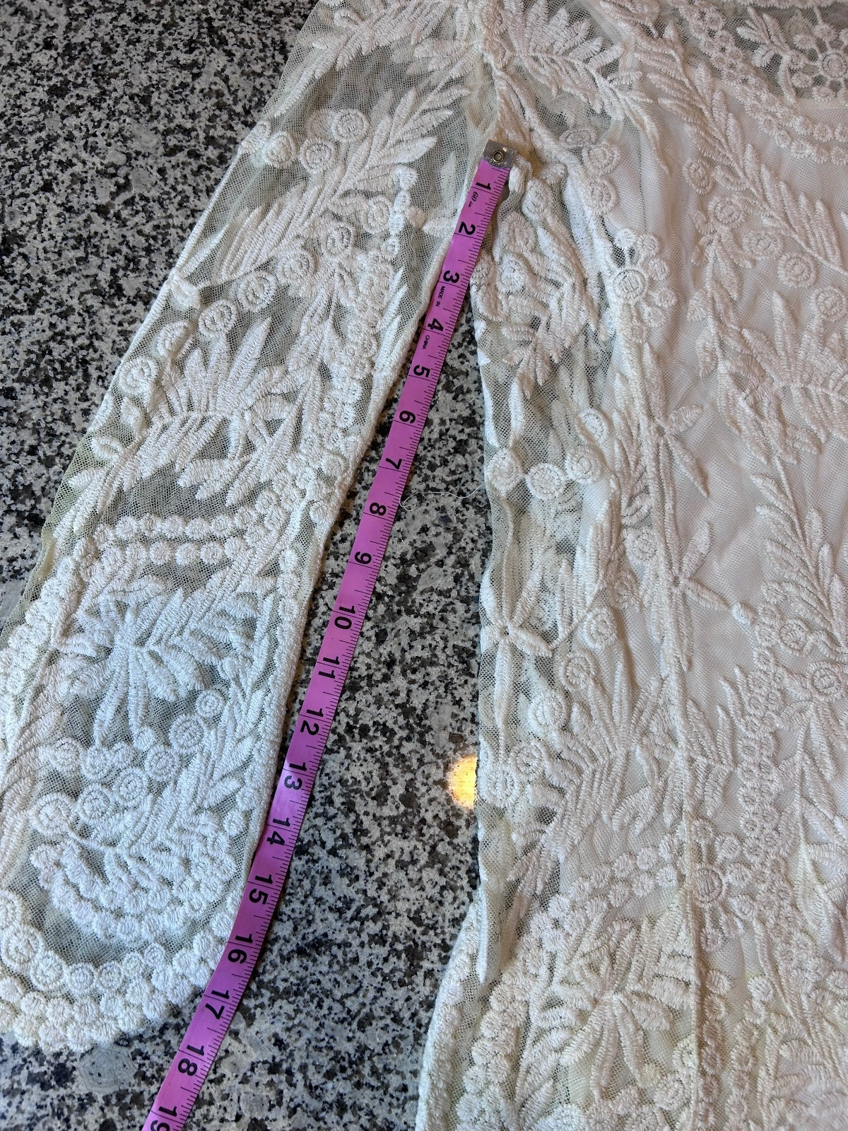 THRIFT | XOXO White Floral Lace Long Sleeve Illusion Mesh Mini Dress
