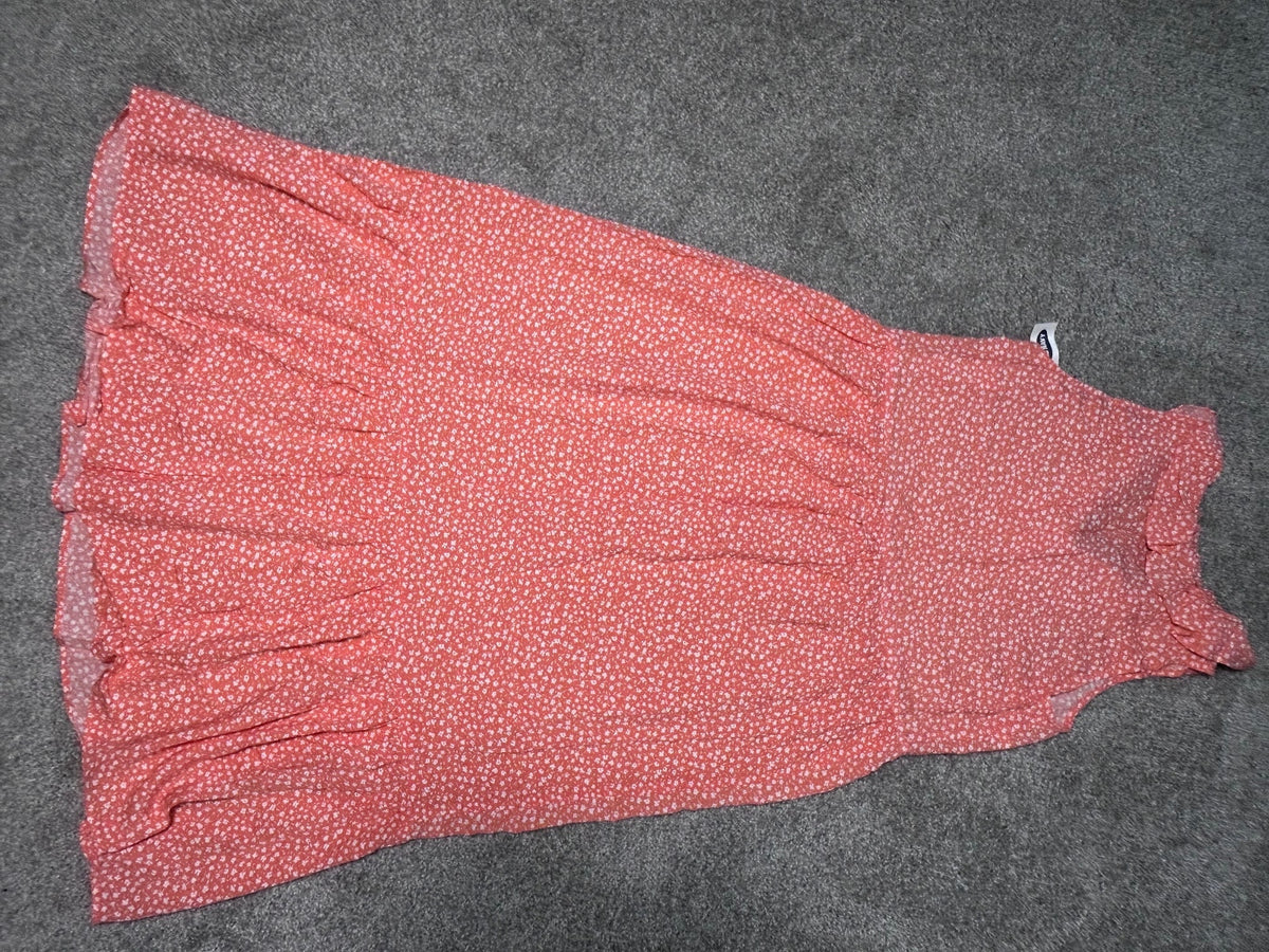 Old Navy Sleeveless Ruffle Midi Dress in Coral Floral — Size Medium (NWT)