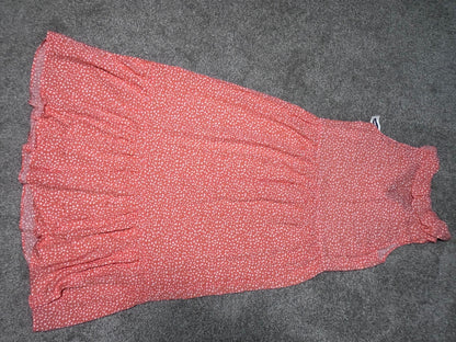 Old Navy Sleeveless Ruffle Midi Dress in Coral Floral — Size Medium (NWT)