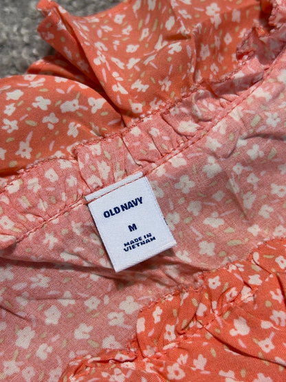 Old Navy Sleeveless Ruffle Midi Dress in Coral Floral — Size Medium (NWT)