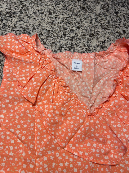 Old Navy Sleeveless Ruffle Midi Dress in Coral Floral — Size Medium (NWT)