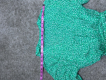 Old Navy Green Floral Wrap Midi Dress Women’s Medium Ruffle V-Neck Casual