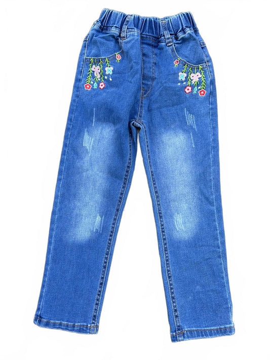 👖🌸Kidscool Space Jeans – Size 4–5T – Floral Embroidery – New Without Tags 👖🌸