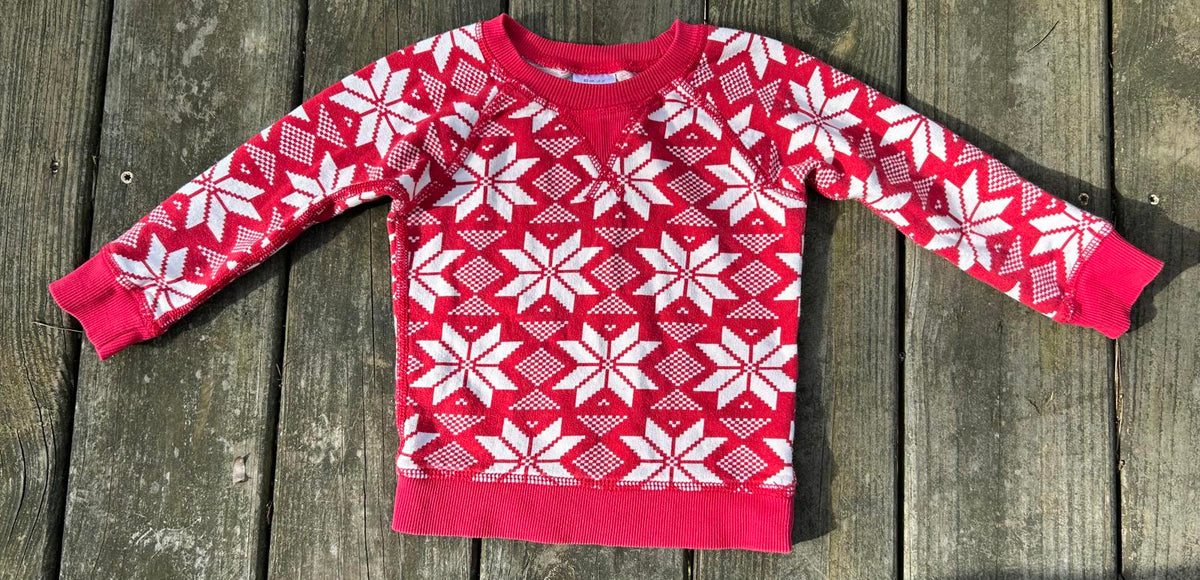 Preloved Hanna Anderson pullover Red and White Sweatshirt Sz. 2T