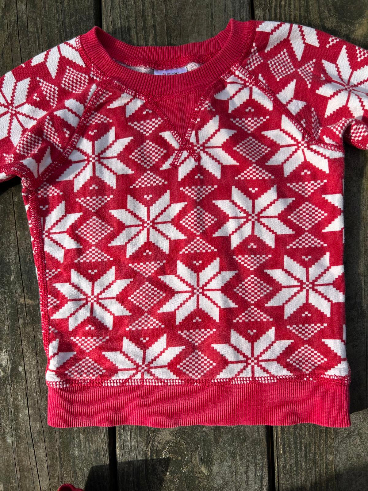 Preloved Hanna Anderson pullover Red and White Sweatshirt Sz. 2T