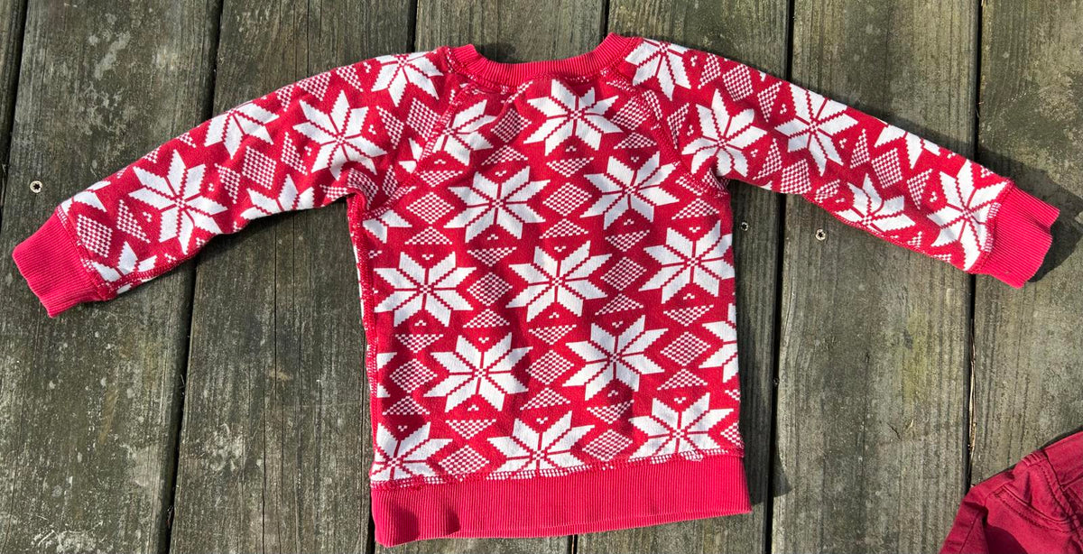 Preloved Hanna Anderson pullover Red and White Sweatshirt Sz. 2T