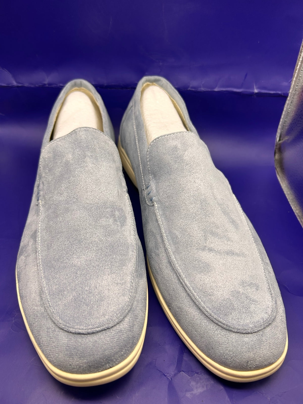 Old Money Mens Size 13 Light Blue Suede Style Loafers Slip On Driving Shoes