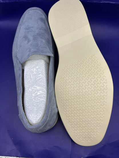 Old Money Mens Size 13 Light Blue Suede Style Loafers Slip On Driving Shoes