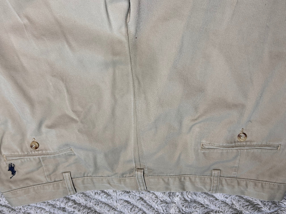 THRIFT Polo Ralph Lauren Mens 40W 29L Preston Chino Pants Spot On Seat Khaki