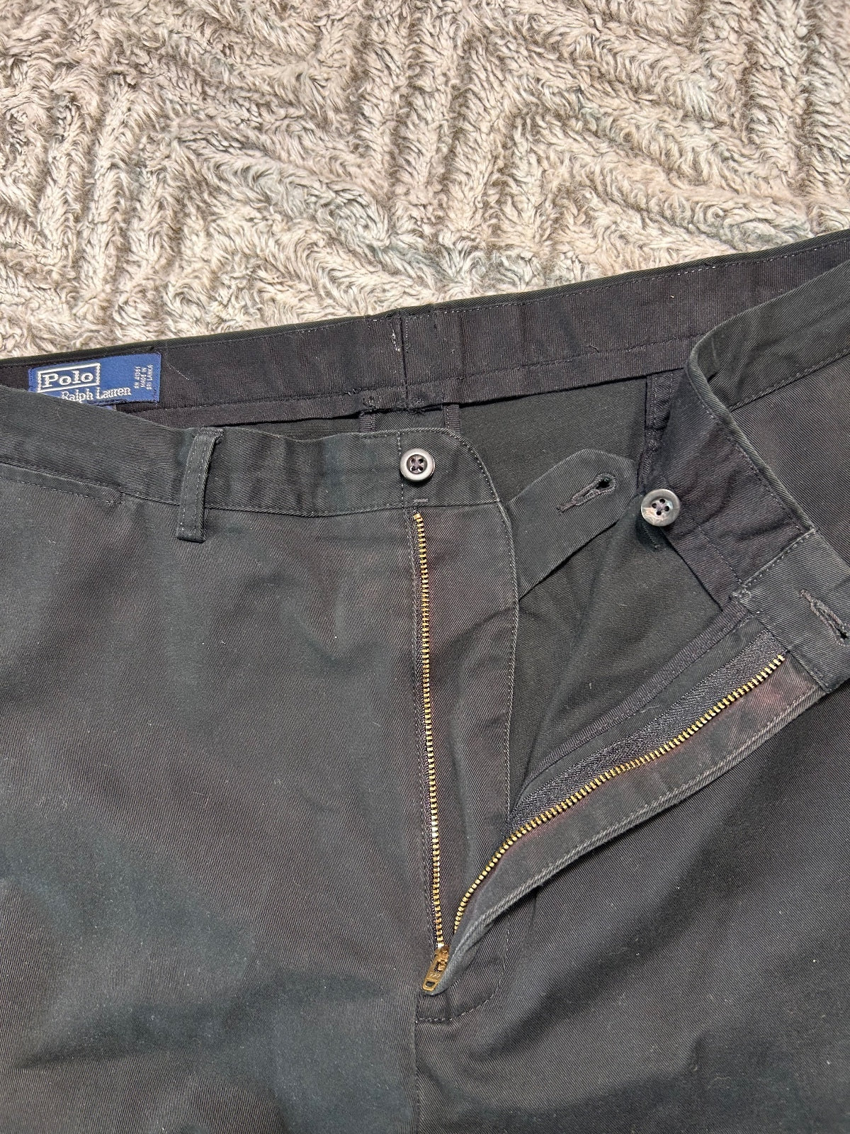 Polo Ralph Lauren Mens 34W 36L Black Classic Fit Chino Pants Straight Leg Cotton