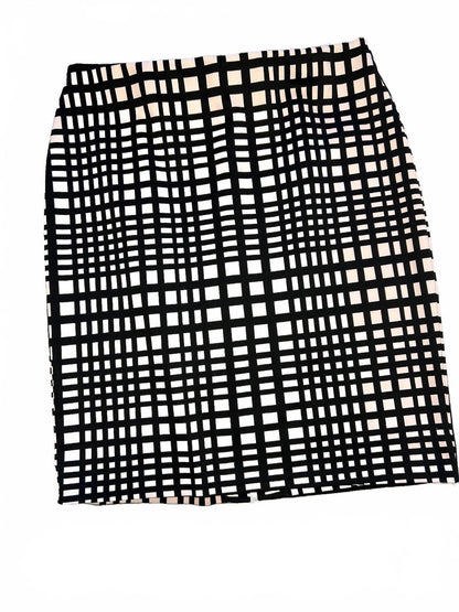 Black and Beige Checkered Pencil Skirt with Front Slit - Professional and Chic