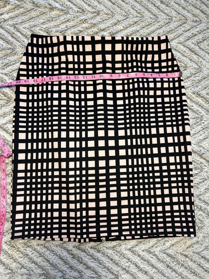 Black and Beige Checkered Pencil Skirt with Front Slit - Professional and Chic