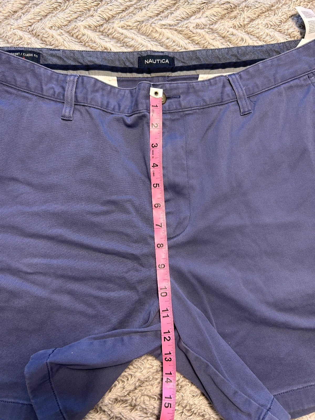 Nautica Mens Size 40W The Deck Shorts Blue Classic Fit Stretch Chino Flat Front