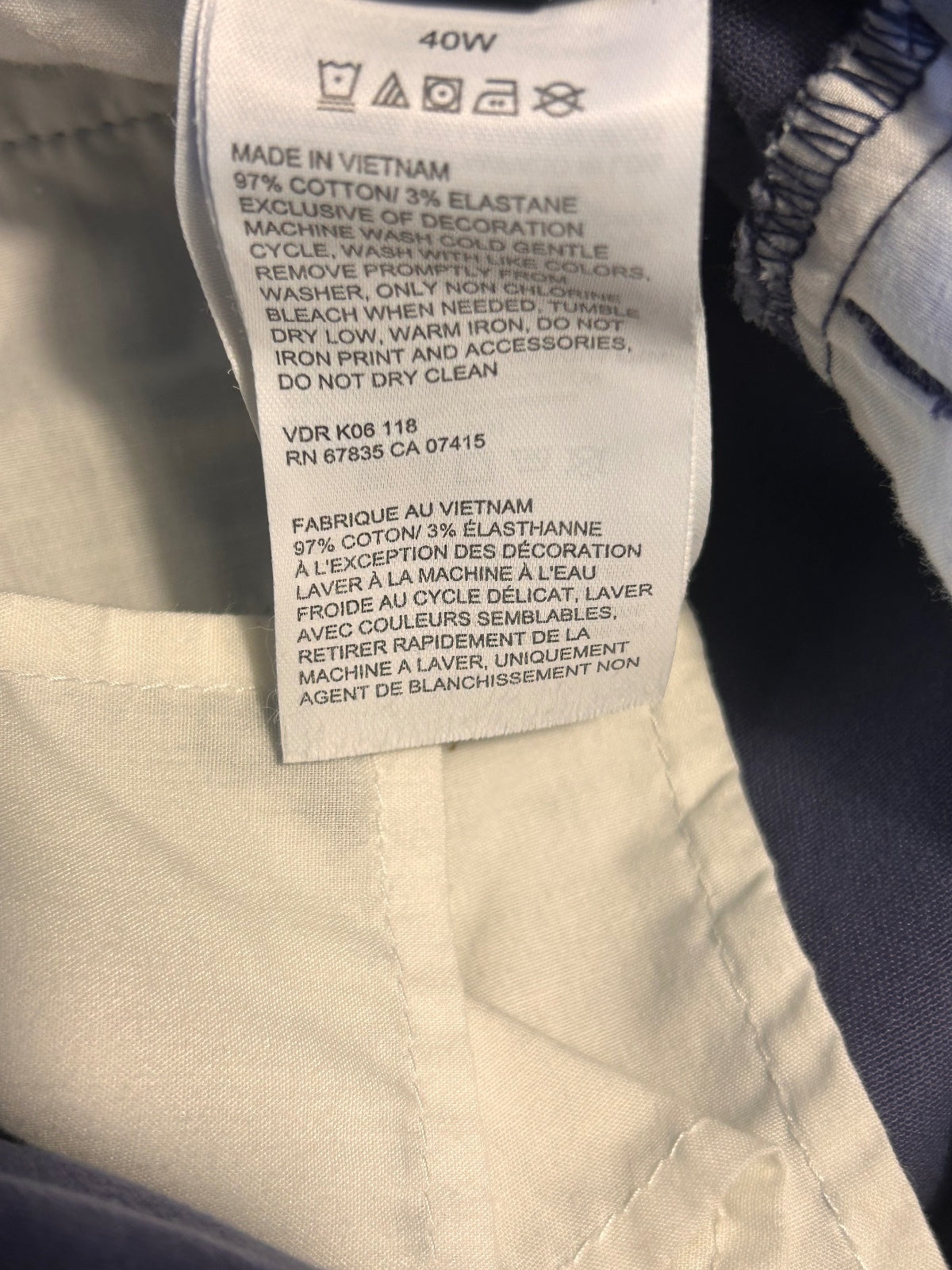 Nautica Mens Size 40W The Deck Shorts Blue Classic Fit Stretch Chino Flat Front