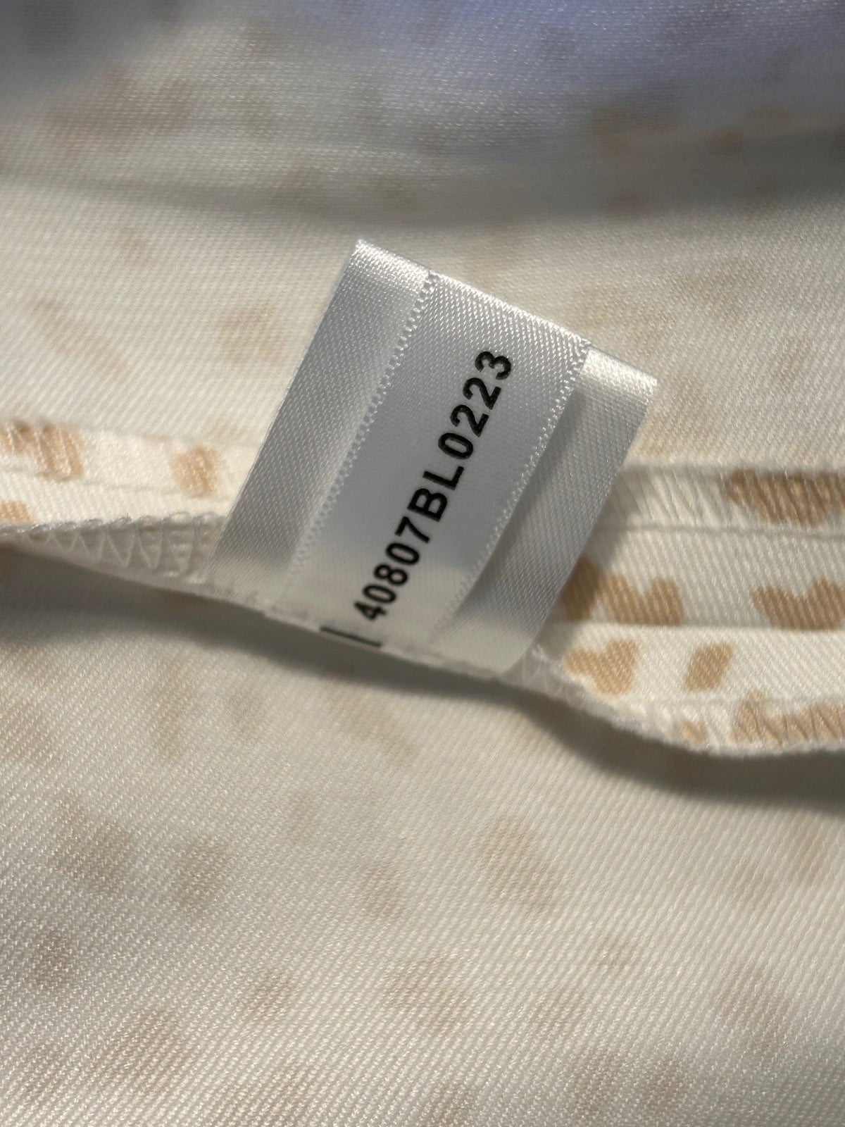 Preston York Women's Large L Pearl Cufflinks Button Up Shirt Blouse Tan Print