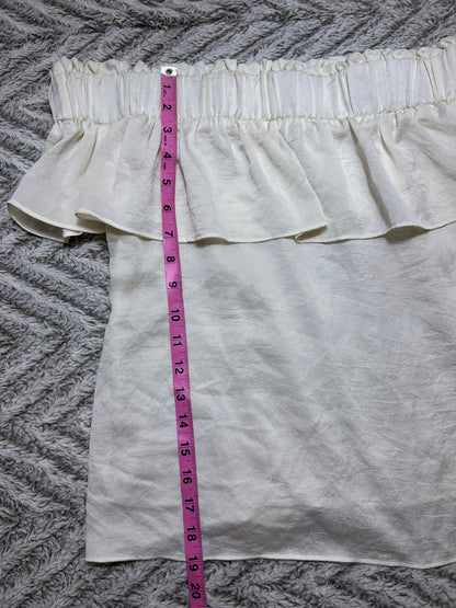 Express White Off Shoulder Ruffle Top Tube Blouse Women's L Layering