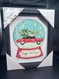 Kirkland's Christmas Red Truck Framed Decor Happy Holidays Snow Globe Style