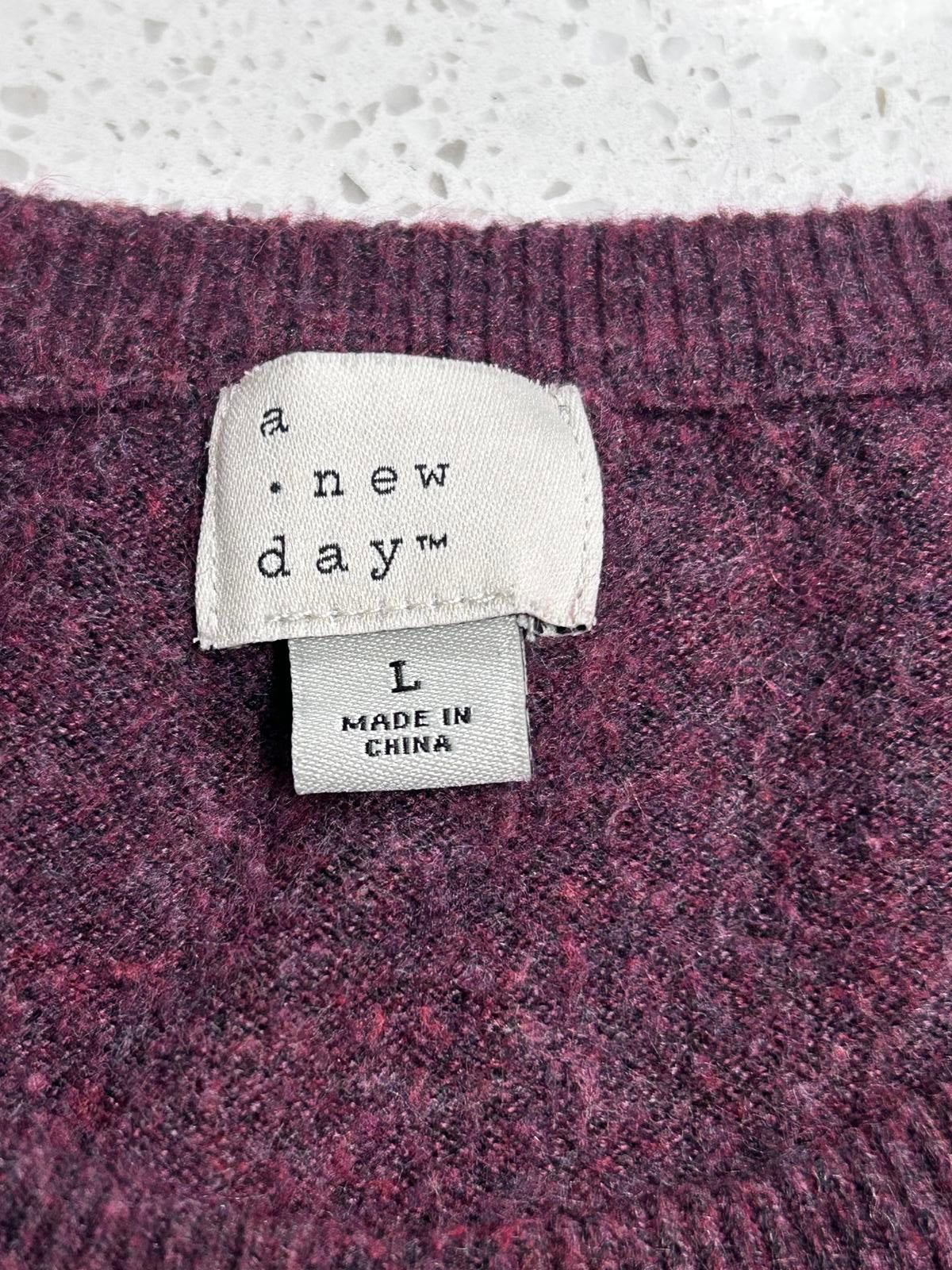 A New Day Burgundy Crew Neck Sweater – Marled Knit – Women’s Size Large