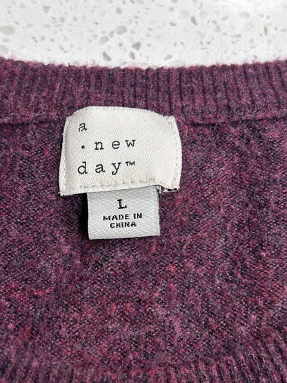 A New Day Burgundy Crew Neck Sweater – Marled Knit – Women’s Size Large