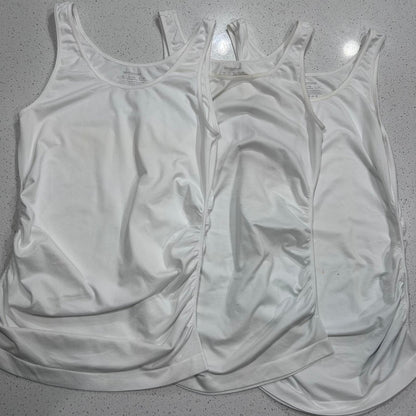 Motherhood Maternity Camisole 3-Pack Size L White Layering Tank Top Side Ruched