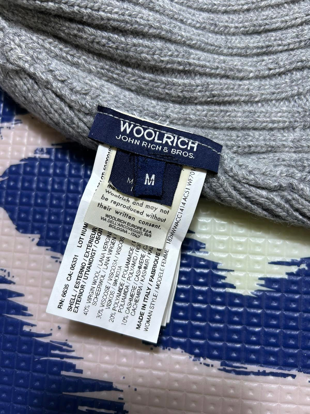 Woolrich European Beanie – Gray Rib-Knit with Cashmere Pom-Pom, Soft & Cozy!