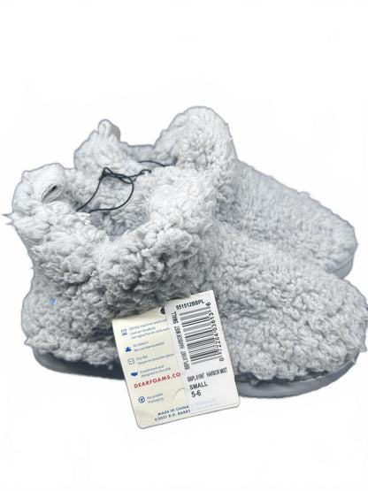 Dearfoams Cozy Mountain Memory Foam Gray Sherpa Bootie Slips
