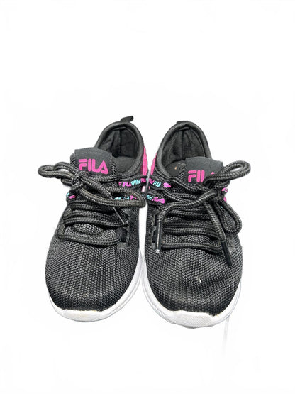 FILA Toddler Girls' running shoes in black and pink with blue SIZE 7 Toddler