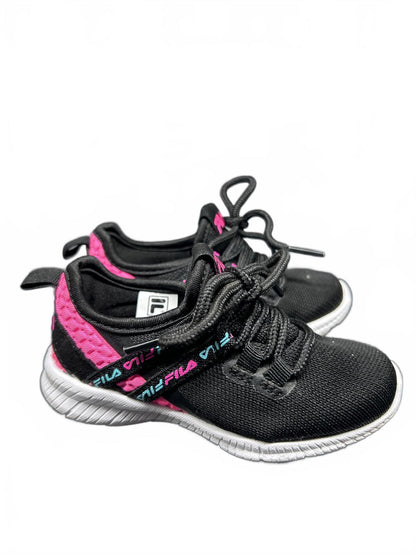 FILA Toddler Girls' running shoes in black and pink with blue SIZE 7 Toddler