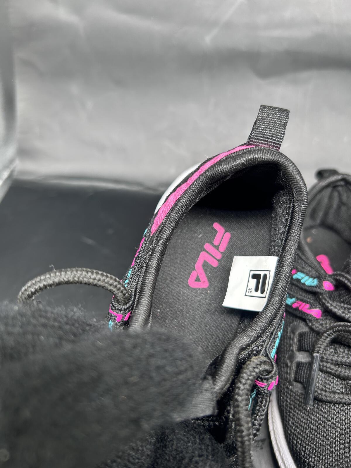 FILA Toddler Girls' running shoes in black and pink with blue SIZE 7 Toddler