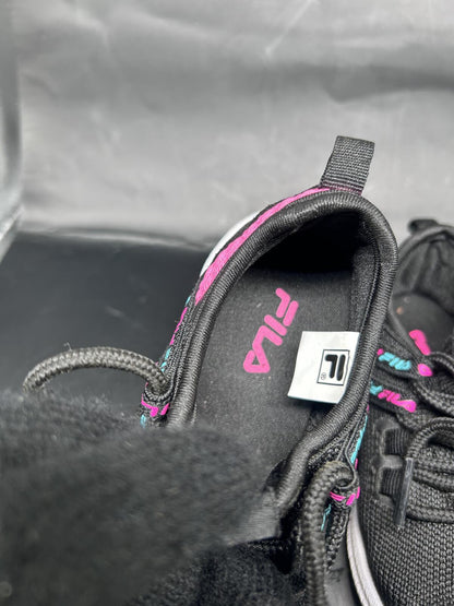 FILA Toddler Girls' running shoes in black and pink with blue SIZE 7 Toddler