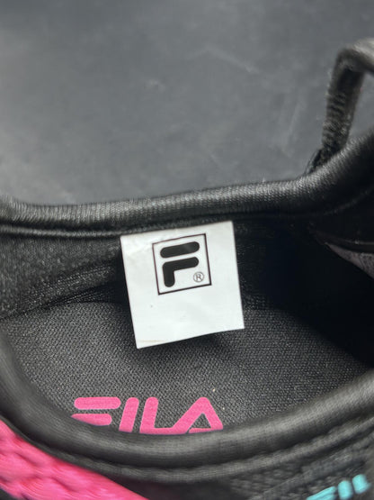FILA Toddler Girls' running shoes in black and pink with blue SIZE 7 Toddler
