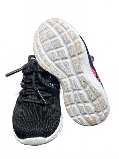 FILA Toddler Girls' running shoes in black and pink with blue SIZE 7 Toddler