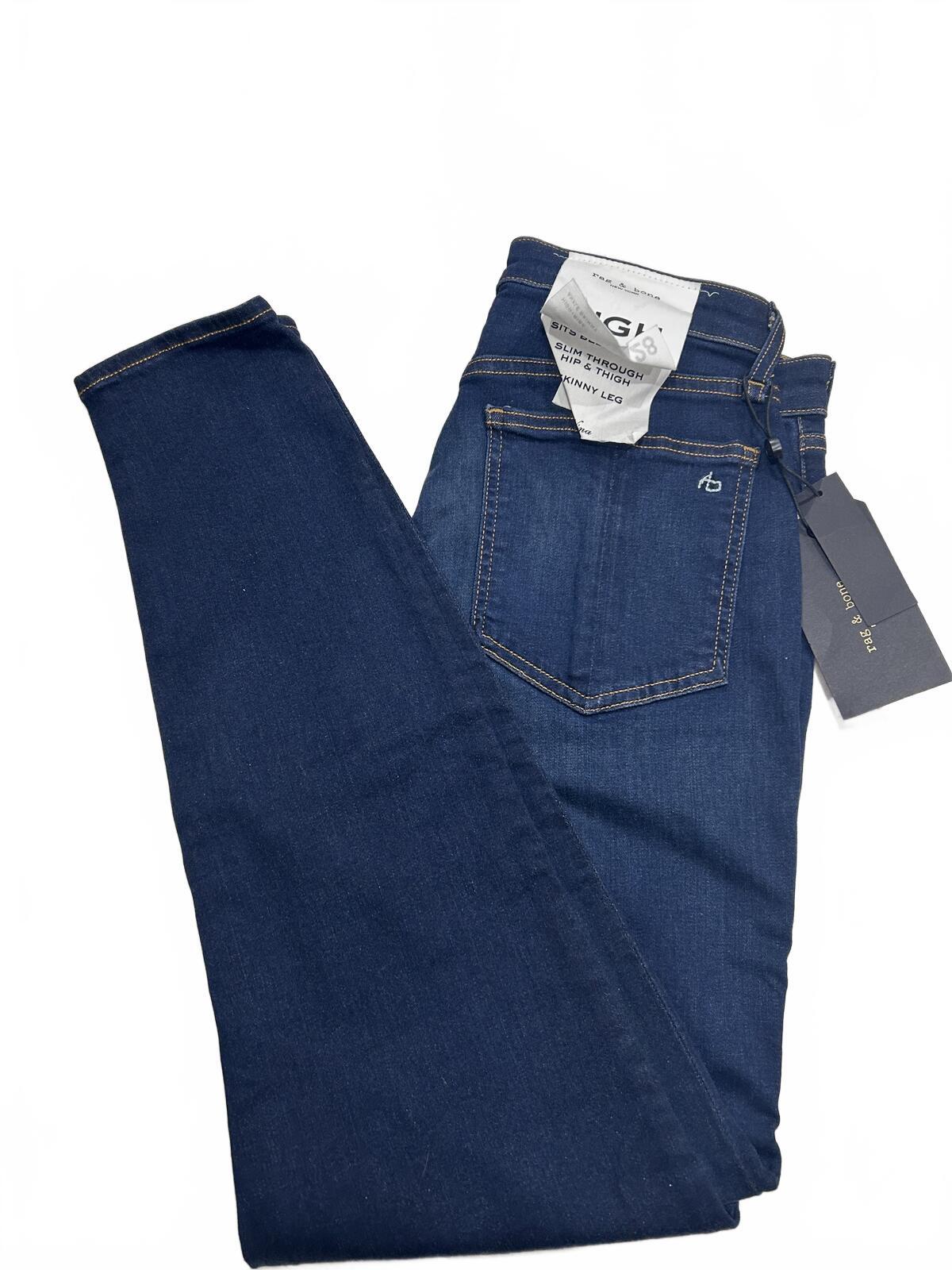 Rag & Bone Carmen High Rise Skinny Jeans Size 28 Dark Wash Stretch NWT