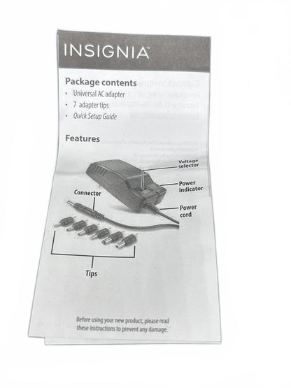 Insignia AC Adapter Multiple Output Modes Power Supply with