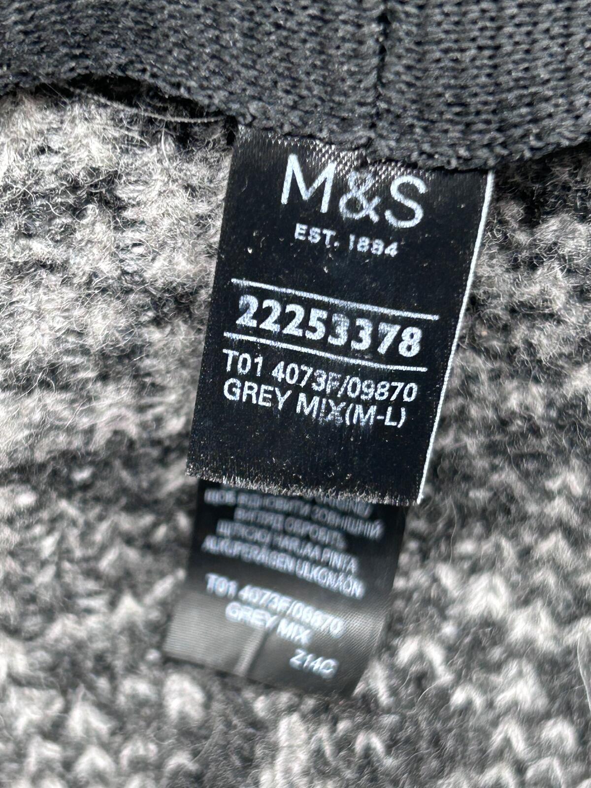 Marks Spencer MS Grey Wool Fedora Hat Mens Womens Unisex Wide Brim Felt Cap
