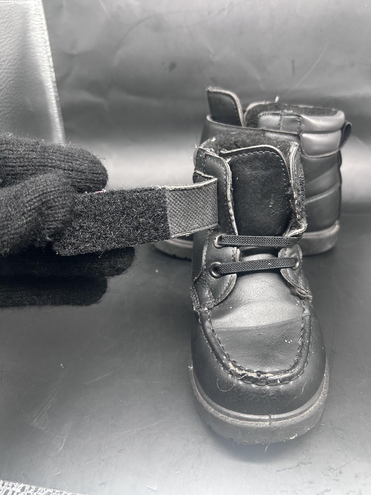 Cherokee Black Kids Lace-Up Ankle Boots with Velcro Strap