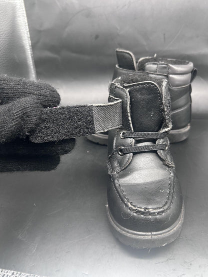 Cherokee Black Kids Lace-Up Ankle Boots with Velcro Strap