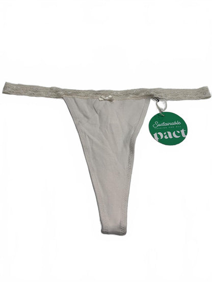 Pact Sustainable Women's Lace Trim Cotton Thong Underwear - Size XL